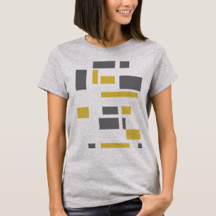 Modern, eenvoudig, koel geometrisch geel grijs pat t-shirt