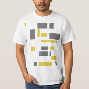 Modern, eenvoudig, koel geometrisch geel grijs pat t-shirt