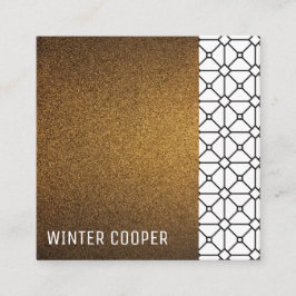 Modern eenvoudig koperen gouden glitter geometrisc vierkante visitekaartje