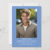 Modern Eenvoudig Korenbloem Blauw Foto Afstuderen Aankondiging (Voorkant)