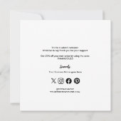 Modern Eenvoudig kortingscode handlettering script Bedankkaart (Achterkant)