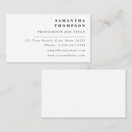 Modern eenvoudig legant minimaal Visitekaartje (Voorkant / Achterkant)