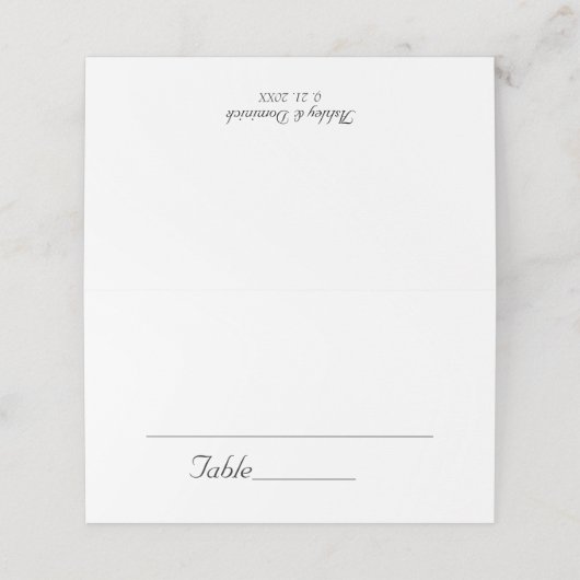 Modern eenvoudig legant weddenbanknummer plaatskaartje (Buitenkant ongevouwen)