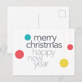 Modern, eenvoudig, levendig, leuk "Prettig Kerstfe Feestdagenkaart (Voorkant / Achterkant)