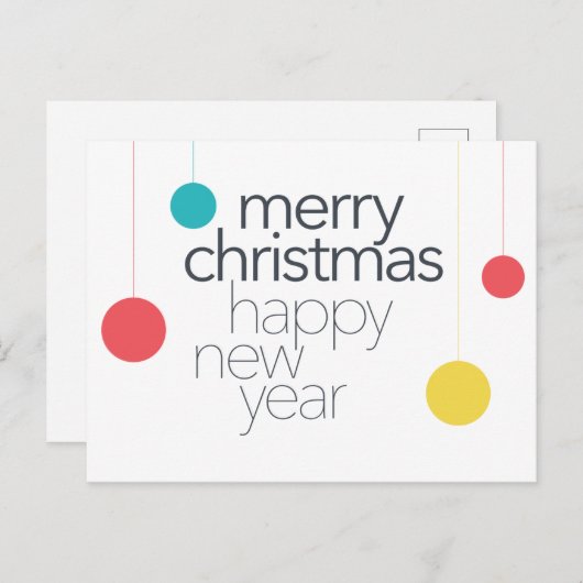 Modern, eenvoudig, levendig, leuk "Prettig Kerstfe Feestdagenkaart (Voorkant / Achterkant)