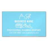 Modern Eenvoudig Lichtblauw Schoonmakend Bedrijf Magnetisch Visitekaartje (Voorkant)