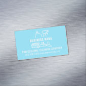 Modern Eenvoudig Lichtblauw Schoonmakend Bedrijf Magnetisch Visitekaartje (Voorbeeld)