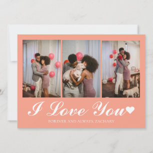 Modern Eenvoudig Liefde Valentijnsdag paar 3 foto Feestdagenkaart