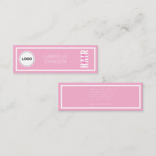 Modern Eenvoudig Logo Blush Roze Witte Haarstylist Mini Visitekaartje