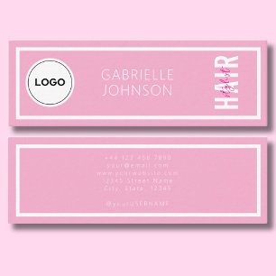 Modern Eenvoudig Logo Blush Roze Witte Haarstylist Mini Visitekaartje