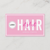 Modern Eenvoudig Logo Blush Roze Witte Kapper Visitekaartje (Voorkant)