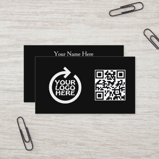 Modern Eenvoudig Logo Professioneel met QR-code Visitekaartje (Voorkant / Achterkant in situ)