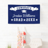 Modern Eenvoudig Marine Blauw Afstudeerfeest 2024 Spandoek (Insitu)