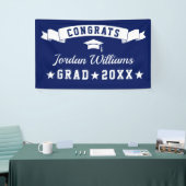 Modern Eenvoudig Marine Blauw Afstudeerfeest 2024 Spandoek (Beurs)