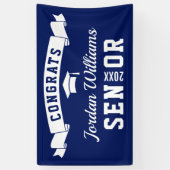 Modern Eenvoudig Marine Wit Afstudeerfeest 2024 Spandoek (Verticaal)