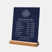 Modern eenvoudig marineblauw | Openingstijden van  Acryl Bord (Hoek)