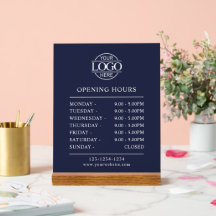 Modern eenvoudig marineblauw | Openingstijden van 