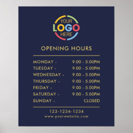 Modern eenvoudig marineblauw | Openingstijden van  Poster