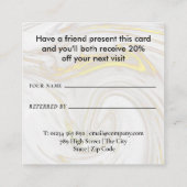 Modern eenvoudig marmeren bedrijf aanbevelingskaartje (Achterkant)