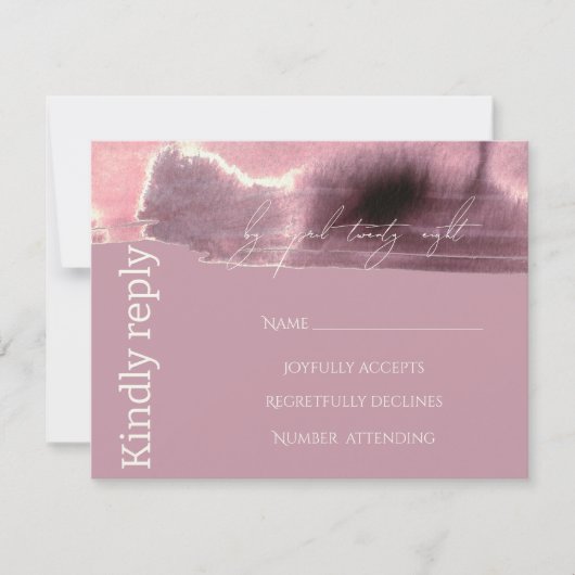 Modern, eenvoudig Mauve Dusty Roos RSVP Kaartje (Voorkant)