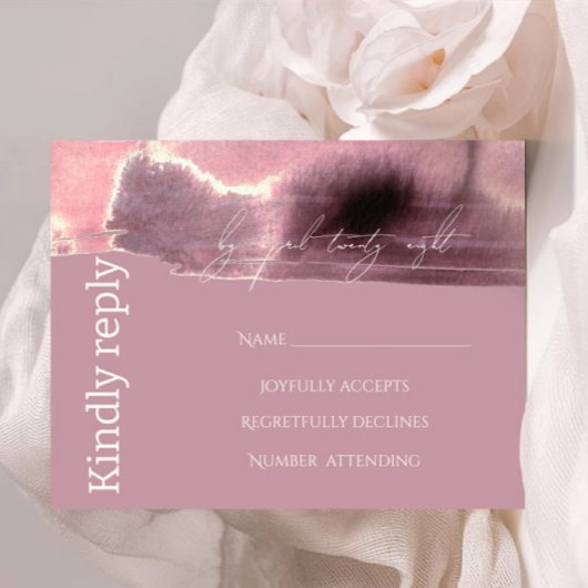 Modern, eenvoudig Mauve Dusty Roos RSVP Kaartje