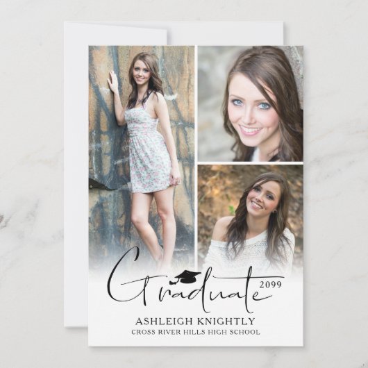 Modern eenvoudig met de hand geletterd Afstuderen  Aankondiging (Voorkant)