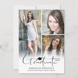 Modern eenvoudig met de hand geletterd Afstuderen  Aankondiging