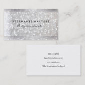 Modern Eenvoudig Metaalzilver en Glitters Visitekaartje (Voorkant / Achterkant)