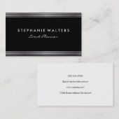 Modern Eenvoudig Metaalzilver en Zwart Visitekaartje (Voorkant / Achterkant)