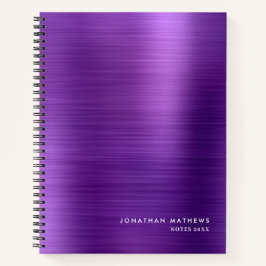 Modern eenvoudig metalen geborsteld Paarse Notitieboek