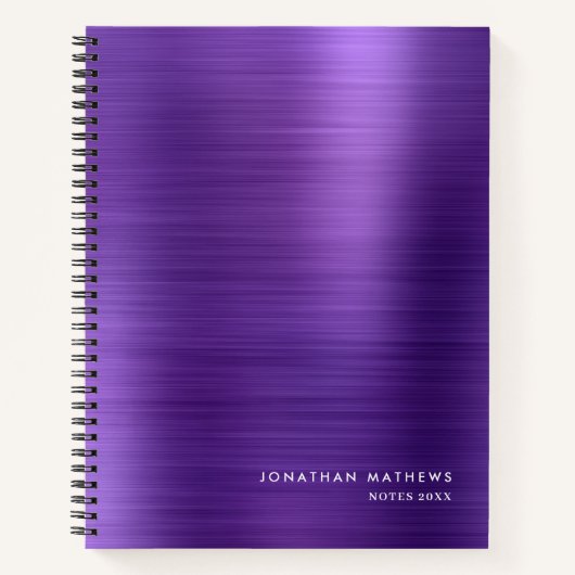 Modern eenvoudig metalen geborsteld Paarse Notitieboek (Voorkant)