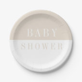 Modern eenvoudig minimaal beige baby shower papieren bordje (Voorkant)