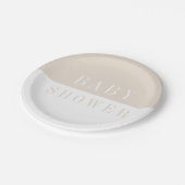 Modern eenvoudig minimaal beige baby shower papieren bordje (Gekanteld)