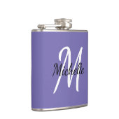 Modern eenvoudig minimaal Paarse monogram Heupfles (Rechts)