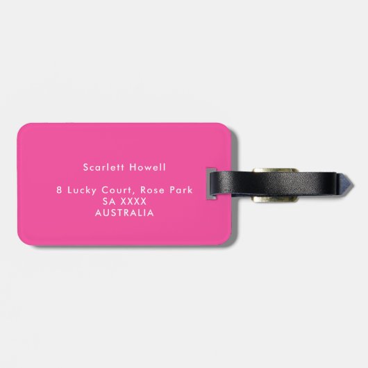 Modern Eenvoudig Minimaal Roze Liefde Hart Monogra Bagagelabel (Achterkant horizontaal)
