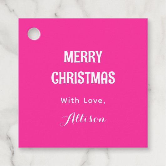 Modern Eenvoudig Minimaal Schattige Helder Roze Bedankjes Labels (Voorkant)