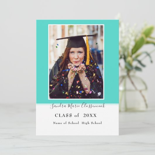 Modern Eenvoudig Minimal Aqua Blauwgroen blauw afs Aankondiging (Staand voorkant)