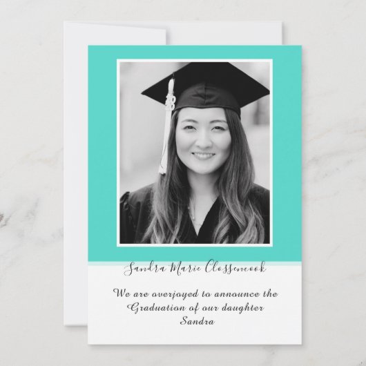 Modern Eenvoudig Minimal Aqua Blauwgroen blauw afs Aankondiging (Achterkant)