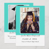 Modern Eenvoudig Minimal Aqua Blauwgroen blauw afs Aankondiging (Voorkant / Achterkant)