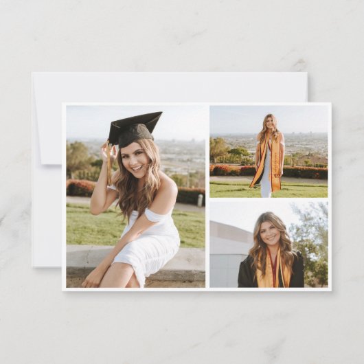 Modern eenvoudig minimalistisch Afstuderen 3 foto Kaart (Achterkant)