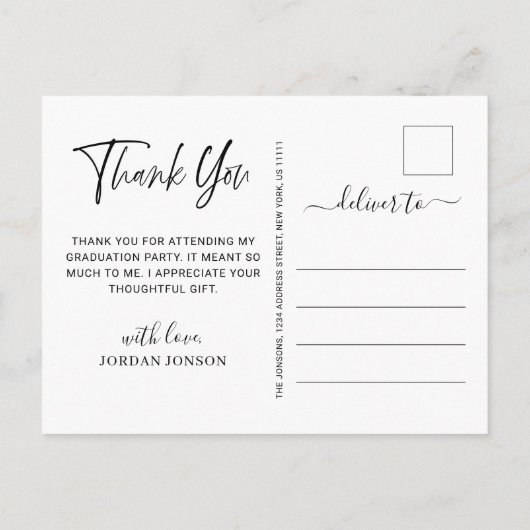 Modern eenvoudig minimalistisch Afstuderen Dank u Aankondigingskaart (Achterkant)