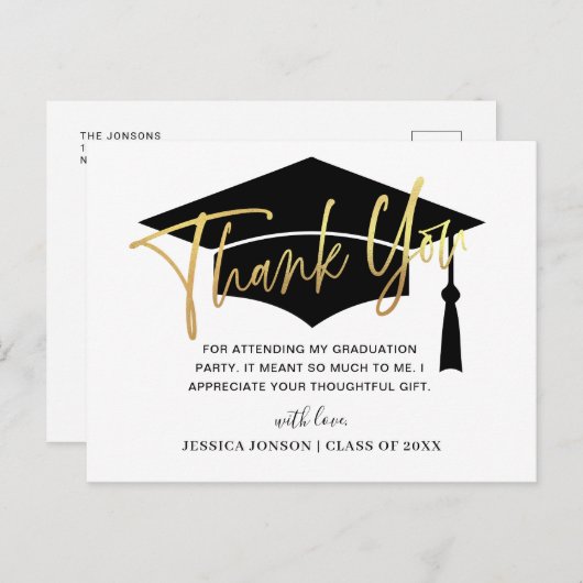 Modern eenvoudig minimalistisch Afstuderen Dank u Aankondigingskaart (Voorkant / Achterkant)