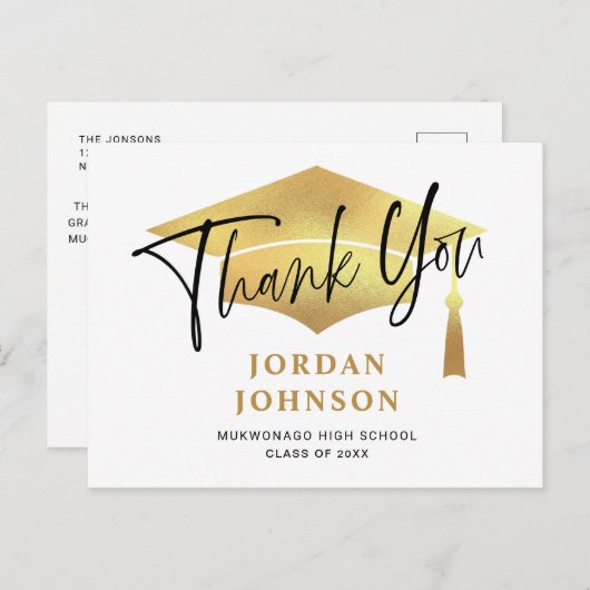 Modern eenvoudig minimalistisch Afstuderen Dank u Aankondigingskaart (Voorkant / Achterkant)