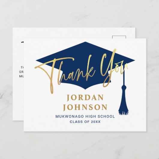 Modern eenvoudig minimalistisch Afstuderen Dank u Aankondigingskaart (Voorkant / Achterkant)