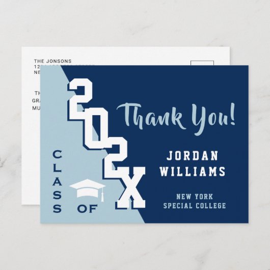 Modern eenvoudig minimalistisch Afstuderen Dank u Briefkaart (Voorkant / Achterkant)