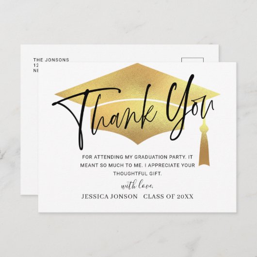 Modern eenvoudig minimalistisch Afstuderen Dank u Briefkaart (Voorkant / Achterkant)