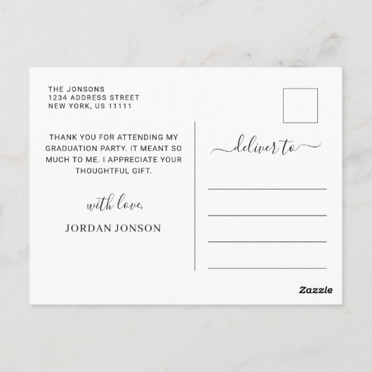 Modern eenvoudig minimalistisch Afstuderen Dank u Briefkaart (Achterkant)