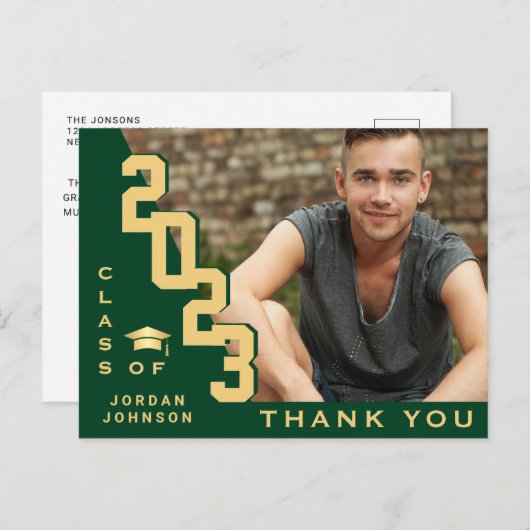 Modern eenvoudig minimalistisch Afstuderen Dank u Briefkaart (Voorkant / Achterkant)