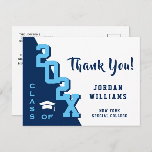 Modern eenvoudig minimalistisch Afstuderen Dank u Briefkaart (Voorkant / Achterkant)
