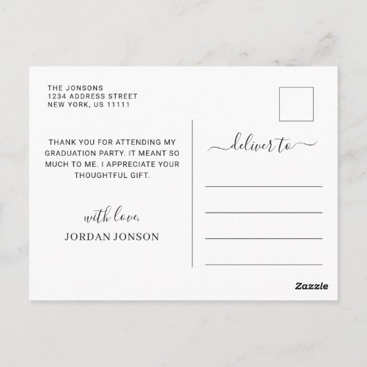 Modern eenvoudig minimalistisch Afstuderen Dank u Briefkaart (Achterkant)